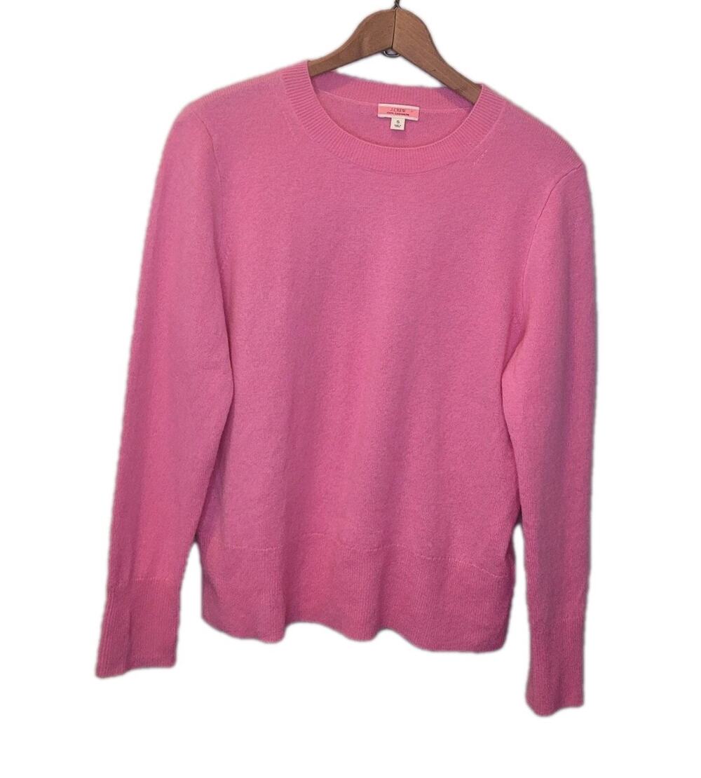 J Crew Womens Pink Cashmere Long Sleeve Round Neck Sweater Small Quiet Luxury